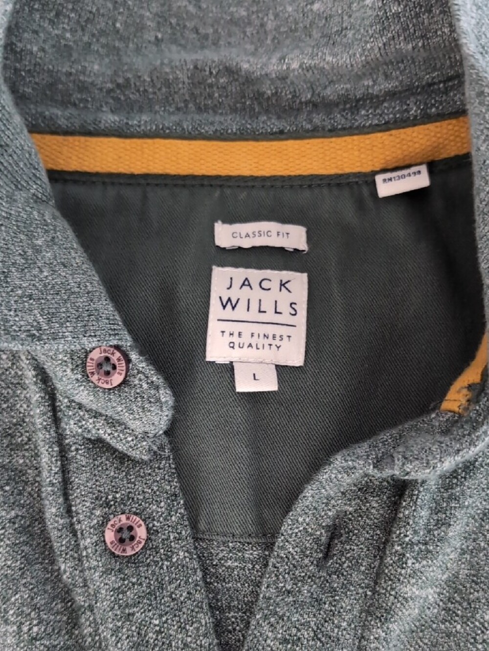 Jack Wills Green Heather Polo with Gold Logo (Large, Although Snug)